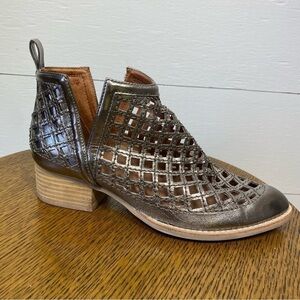 Jeffrey Campbell, taggart, lattice cut out, side split, ankle metallic booties